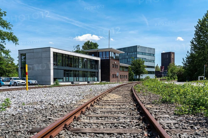 Zollverein Coal Mine Industrial Complex World Heritage Site, Zollverein Coking Plant, former signal box, now home to the Humanitas nursing service, Essen, North Rhine-Westphalia, Germany, Europe