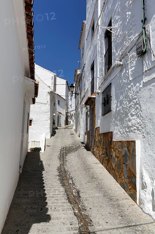 Typical white village Casares, houses, narrow alley on a hill, Route of the white villages, Malaga, Andalusia, Costa del Sol, Spain, Europe