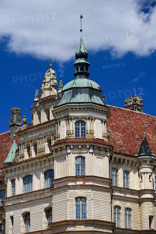 Europe, Germany, Mecklenburg-Western Pomerania, Güstrow, Güstrow Castle, built 16th century, Renaissance building, detail castle tower, Güstrow, Mecklenburg-Western Pomerania, Germany, Europe
