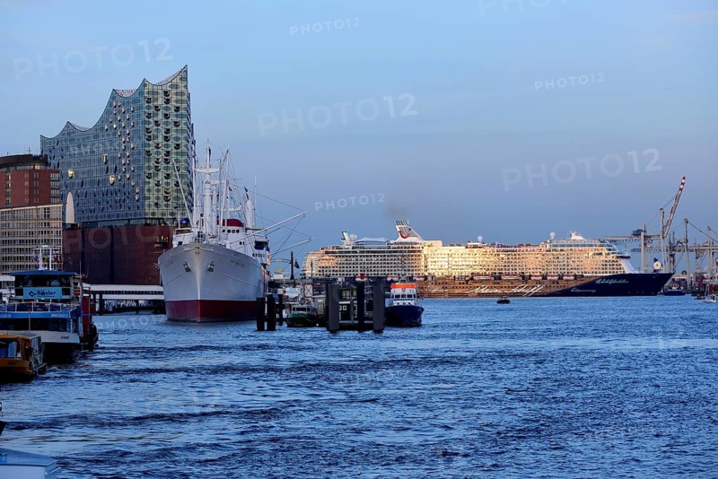 Hamburg, HafenCity, Elbe Philharmonic Hall concert hall, Mein Schiff 6. cruise ship