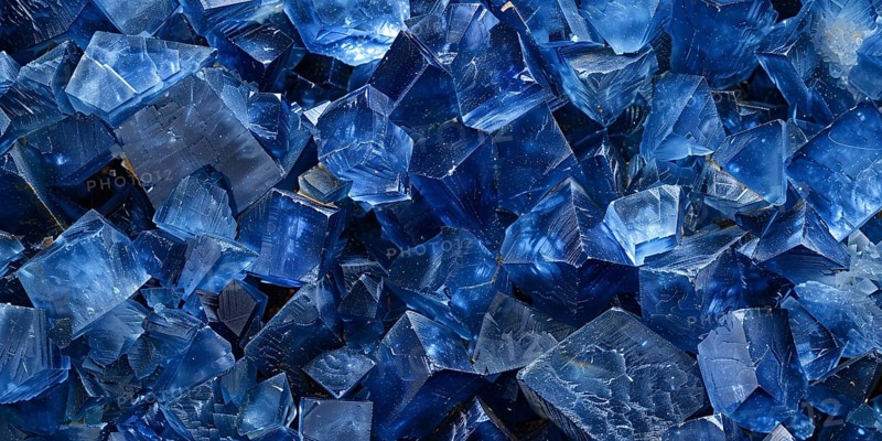 Blue Sapphire gemstone texture banner. KI generiert, generiert, AI generated