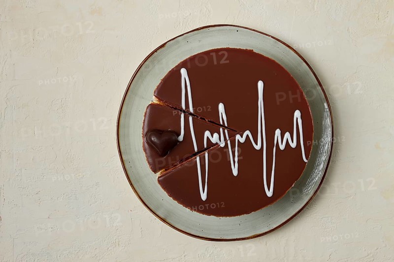 Bird's milk cake, top view, breakfast, love, chocolate heart