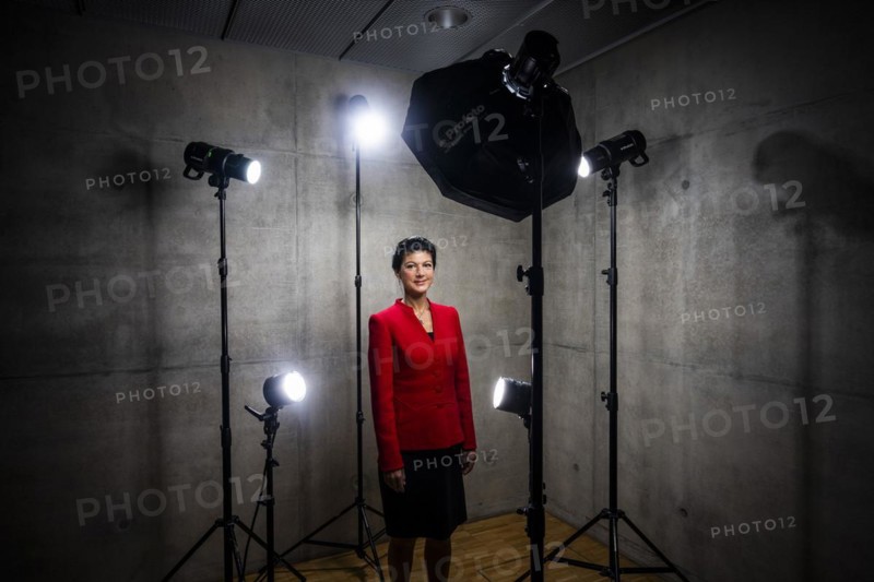 Sahra Wagenknecht is a member of the German Bundestag and founder of the BSW party, pictured here in front of her office in the German Bundestag in Berlin, 10 April 2024