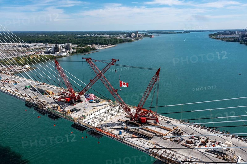 Detroit, Michigan USA -15 June 2024, The last deck section has been put in place on the Gordie Howe International Bridge, linking Detroit with Windsor, Ontario across the Detroit River. The bridge is expected to open in 2025