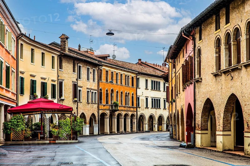 Palaces on the old town streets, medieval old town, Portogruaro, Veneto, Friuli, Italy, Portogruaro, Veneto, Italy, Europe