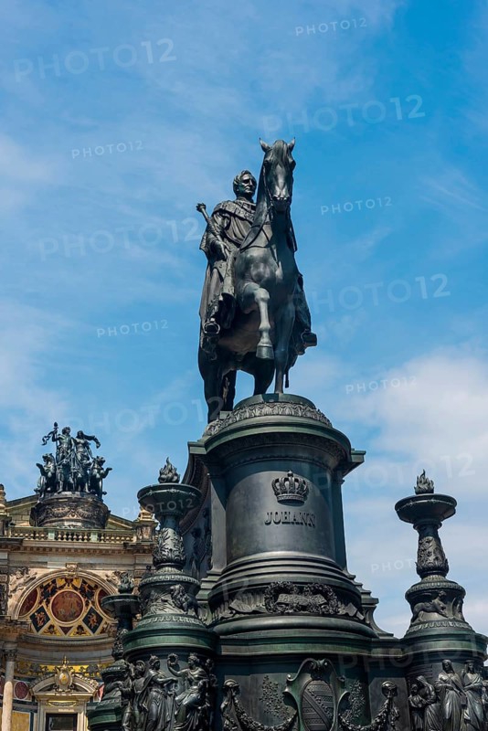 King John and Semper Opera House in the Old Town, architecture, attraction, famous, equestrian statue, opera, music, historical, history, architecture, building, UNESCO, World Heritage Site, culture, cultural history, reconstruction, renovation, tourism, city trip, building, baroque, Saxony, Dresden, Germany, Europe