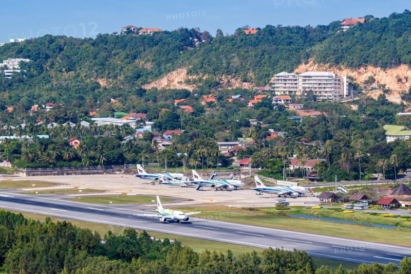 Bangkok Air aircraft at Koh Samui Airport, Thailand, Asia