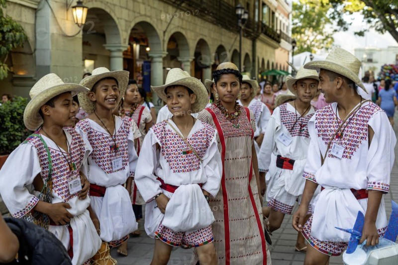 Oaxaca, Mexico, Students from Santa Maria Zacatepec in the Putla District of Oaxaca. They had just participated in an event for International Mother Language Day. The are from an indigenous people called the Tacuate. Their Tacuate language is one of a number of Mixtec languages, Central America