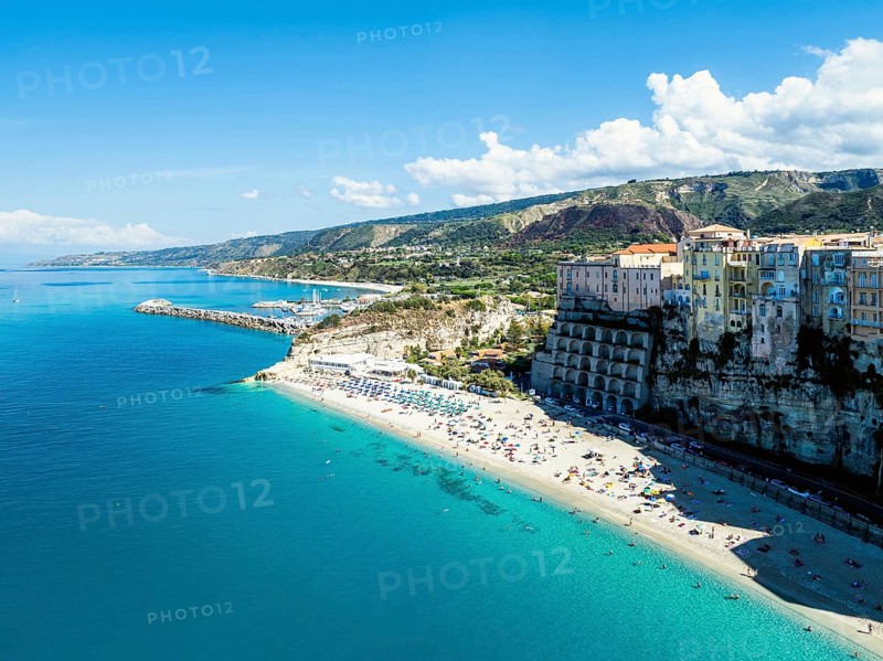 Tropea from a drone, Tyrrhenian Sea, Calabria, Italy, Europe