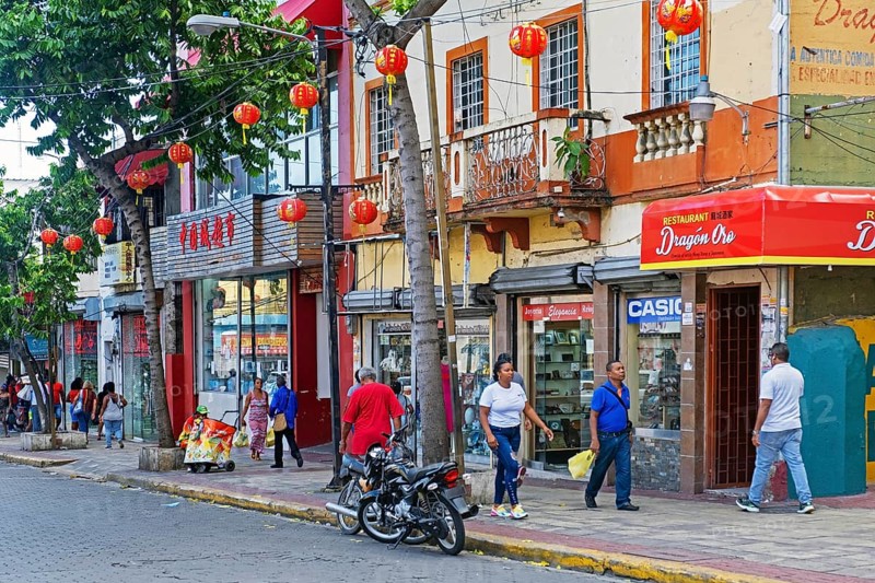 Chinese shops and restaurants in Chinatown, Barrio Chino along the Avenida Juan Pablo Duarte in the city Santo Domingo, Dominican Republic, Caribbean, Central America