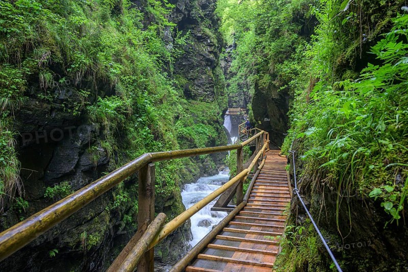 Climbing facility in the Raggaschlucht gorge, Flattach, Carinthia, Austria, Europe