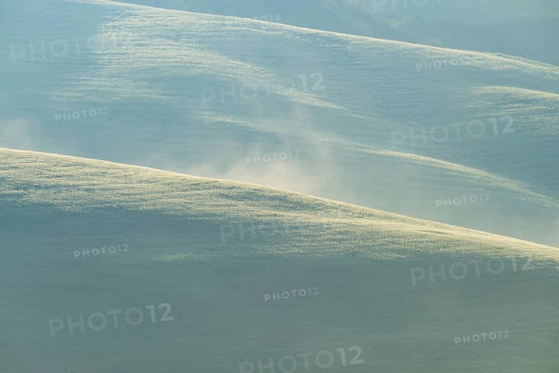 Landscape at sunrise around Volterra, Province of Pisa, Tuscany, Italy, Europe