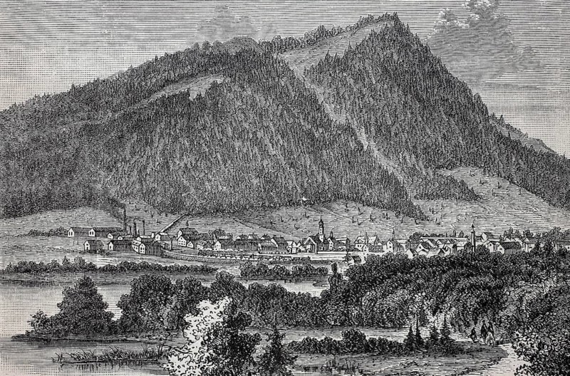 Immenstadt im Allgaeu, Bavaria, Germany, in 1880, Historical, digital reproduction of an original from the 19th century, Europe