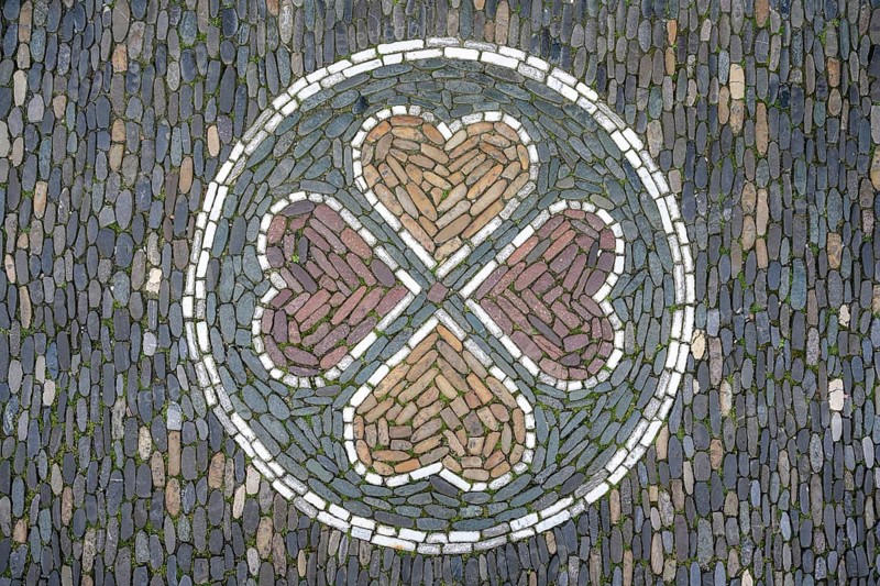 Hearts as a floor mosaic in Freiburg's historic city centre, Freiburg im Breisgau, Baden-Württemberg, Germany, Europe