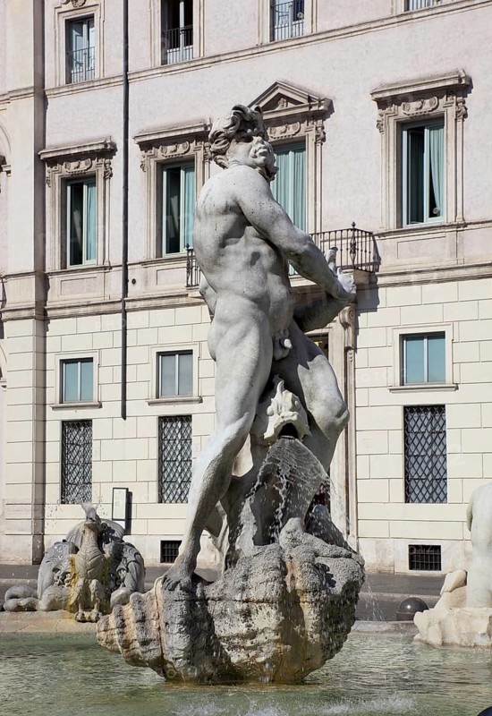 Fontana del Moro, Fountain of the Moors, Piazza Navona, Parione neighbourhood, Rome, Italy, Europe
