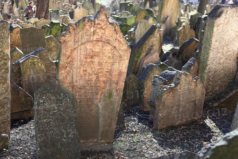 The Old Jewish Cemetery in the Josefov district is one of the most historically significant Jewish cemeteries in Europe. It contains over 12, 000 gravestones and presumably the remains of 100, 000 people, Prague, Czech Republic, Europe