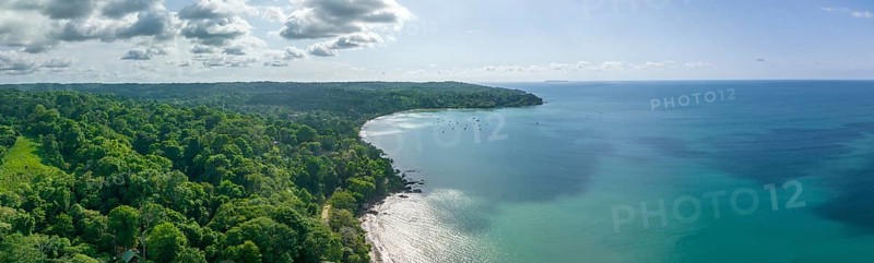 Aerial view, panorama, Marino Ballena National Park, Osa National Park, South Pacific beach and sea, Puntarenas province, Osa, Costa Rica, Central America