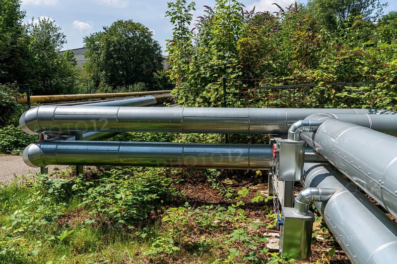 District heating Pipelines from the district heating power plant to the households with district heating Heating, hot water preparation, Bochum, North Rhine-Westphalia, Germany, Europe