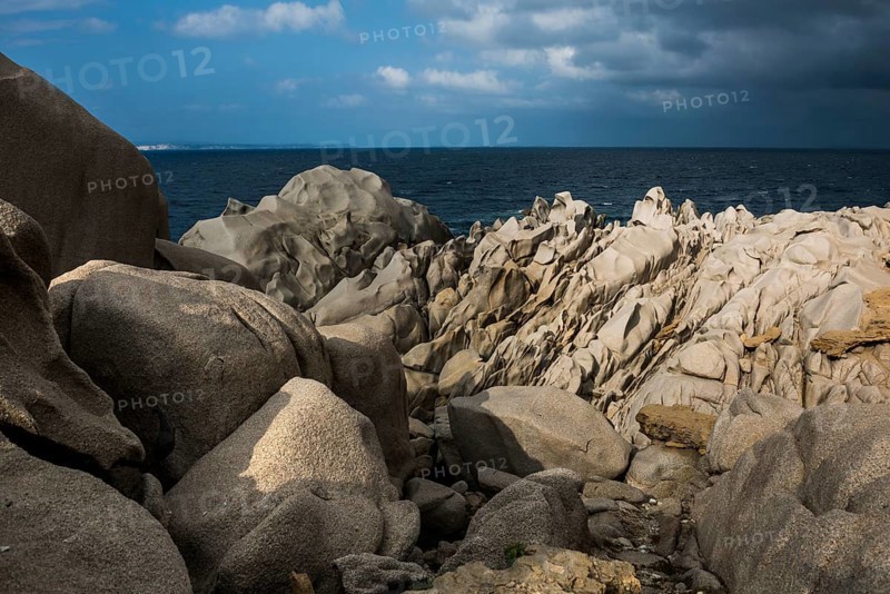 Bizarre and huge granite rocks by the sea, Capo Testa, near Santa Teresa di Gallura, Sardinia, Italy, Europe