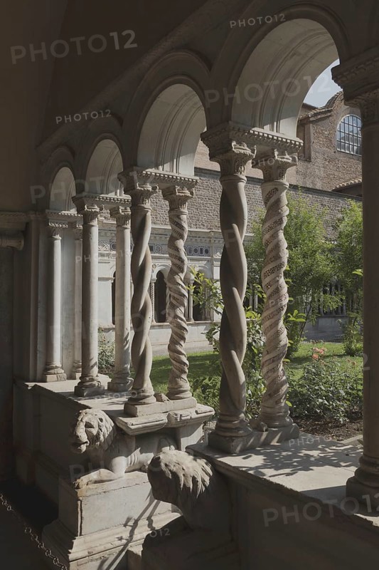 Cloister of the monastery, Lateran Basilica, Basilica San Giovanni in Laterano, Cathedral of the Diocese of Rome, Monti district, Rome Italy
