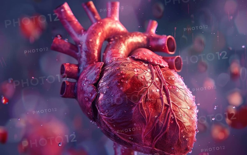 Concept of technology and innovation in health and heart research. Heart health monitoring, AI generated