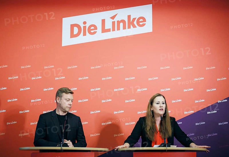 Janine Wissler, Chairwoman of the Left Party, and Martin Schirdewan, Chairman of the Left Party, at a press conference in Berlin, 19 August 2024