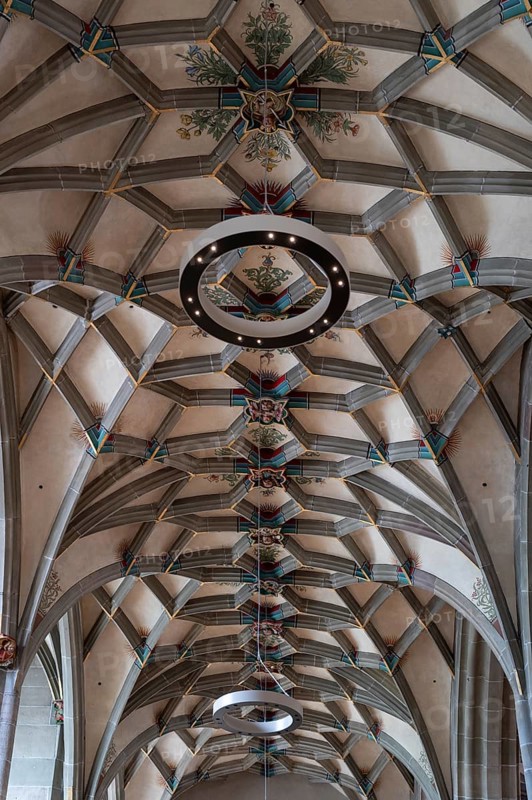 Vaults in the side aisle of the Gothic Heilig-Kreuz-Münster, Rottweil, Baden-Württemberg, Germany, Europe