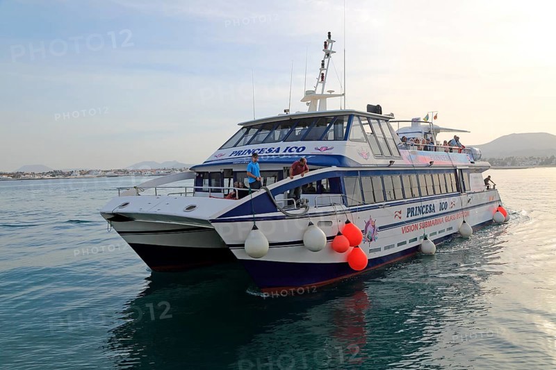 Tourist passenger glass bottom boat 'Princes Ico' at Corralejo, Fuerteventura, Canary Islands, Spain, Europe