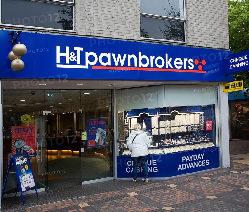 Pawnbrokers shop in central business district of Swindon, England, United Kingdom, Europe