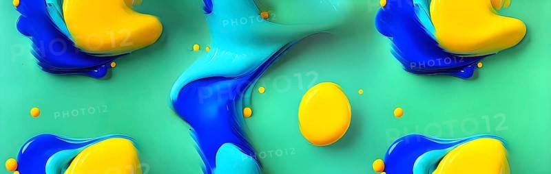 Abstract wallpaper with colorful blobs and liquid shapes on a green background, AI generated