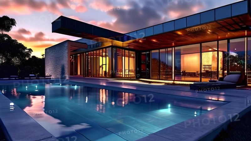 KI generated architectural structure melding computer aided design illustrations with genuine photoelements, AI generated