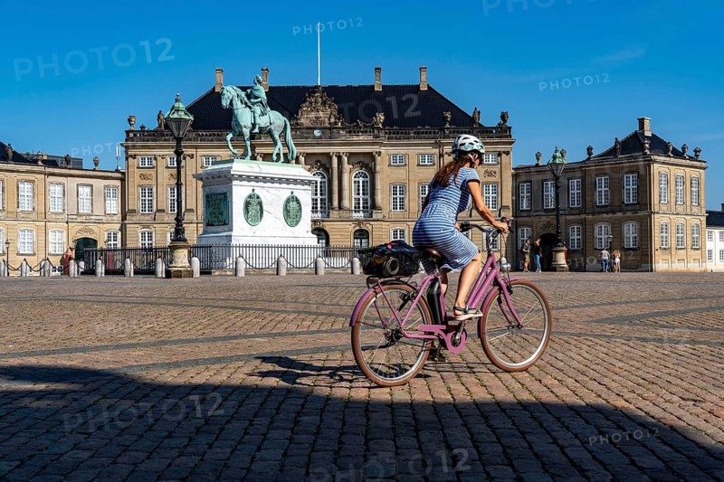 Amalienborg Palace, equestrian monument to Frederik V, Copenhagen, Denmark, Europe