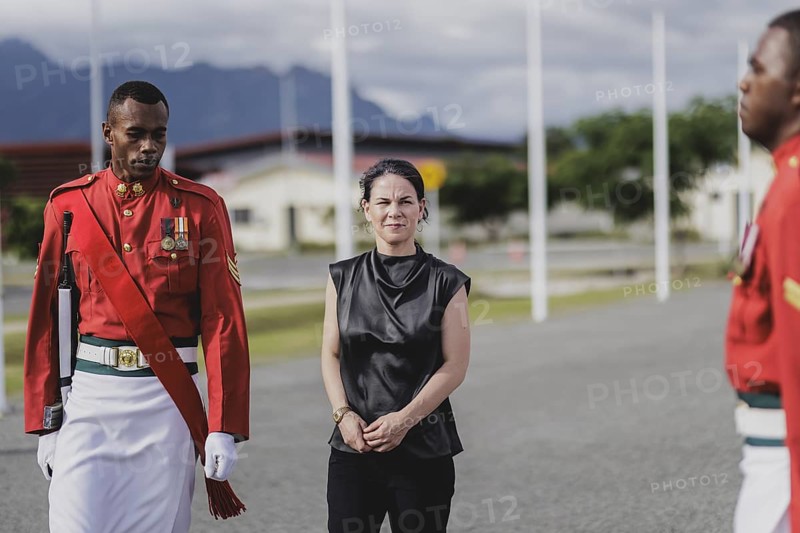 Annalena Bärbock (Bündnis 90/Die Grünen), Federal Foreign Minister, photographed during a visit to the Fijian Armed Forces Blackrock Peacekeeping and Humanitarian Assistance and Disaster Relief Camp in Nadi, 07.05.2024. Bärbock is travelling to Australia, New Zealand and Fiji for political talks / Photographed on behalf of the Federal Foreign Office