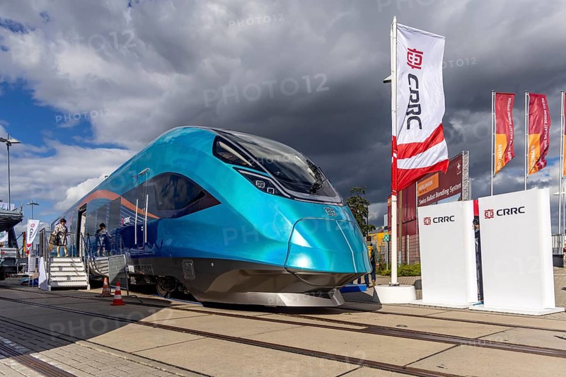 CINOVA H2 New Energy Intercity Train, train from the Chinese manufacturer CRRC with hydrogen drive. InnoTrans 2024. international trade fair for railway and transport technology. Messe Berlin, Berlin, Germany, Europe