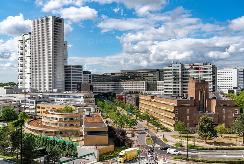 Rotterdam skyline, city centre, Erasmus MC building, Erasmus University Medical Center, clinic, hospital, university hospital, Netherlands