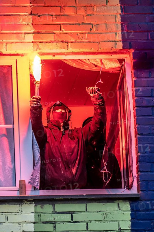 2nd day of the eviction of the Lützerath hamlet, occupied buildings of the former farm, by climate activists at the Garzweiler 2 opencast lignite mine, by the police, media, Erkelenz, North Rhine-Westphalia, Germany, Europe