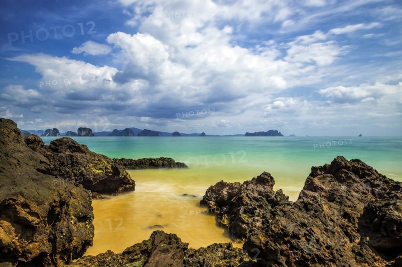 Lonely beach on Koh Yao Noi, movement, exposure, long exposure, beach holiday, beach landscape, rocks, forest, rainforest, sea, dream beach, dream holiday, holiday, travel, tourism, beach, coast, coastal landscape, tropical, tropical landscape, island, nobody, empty, lonely, beautiful weather, sun, climate, sunny, seascape, holiday mood, holiday cliché, landscape, beach holiday, paradise, holiday paradise, paradisiacal, untouched, nature, travel photo, natural landscape, Phangnga, Thailand, Asia