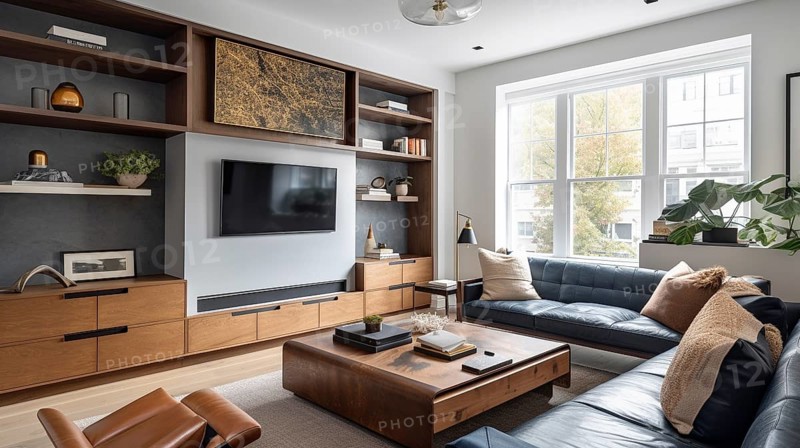 Custom contemporary livingroom upgrade interior, generative AI, AI generated