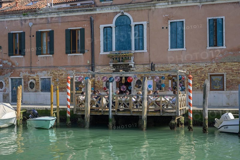 Restaurant on the canal, Murano, Venice, metropolitan city of Venice, Italy, Europe