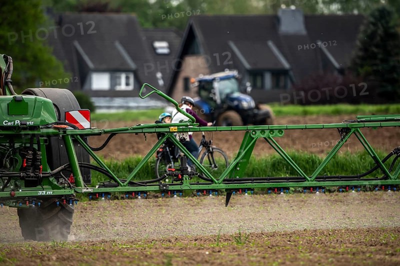 Agriculture, pesticide being sprayed on a field, sugar beet seedlings, North Rhine-Westphalia, Germany, Europe