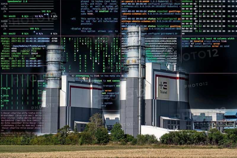 Symbolic image Critical infrastructure, blackout risk, cyberterrorism, Trianel combined-cycle gas turbine power plant Hamm-Uentrop, two power plant units with a capacity of 425 megawatts each, North Rhine-Westphalia, Germany, Europe