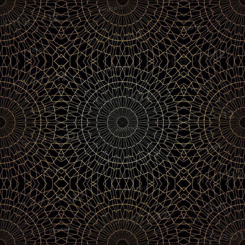 Geometric gold lace seamless pattern. Arabic tile lattice vector background.