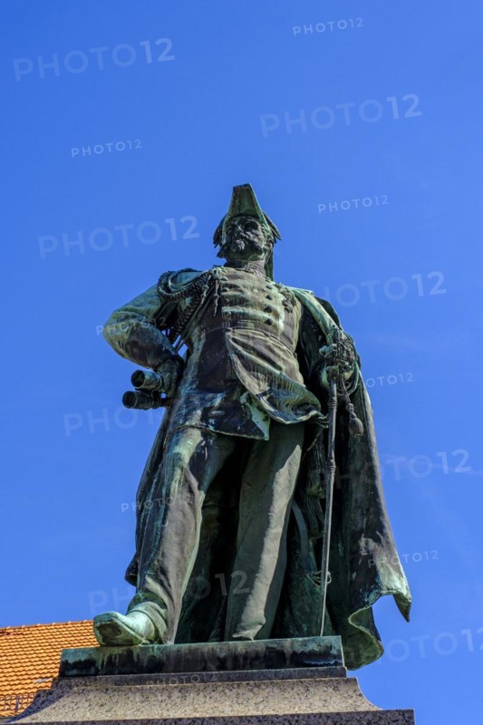Monument to Baron Ludwig von der Tann, market square, Tann, Ulstertal, Wartburgkreis, Hessian Rhön, Rhön, Hesse, Germany, Europe
