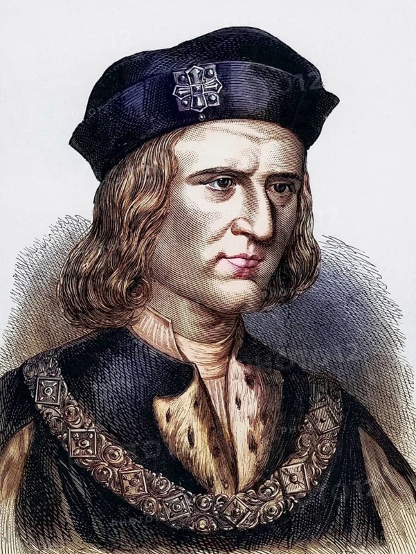 Richard III (1452-85), King of England from 1483, last Yorkist King of England. He lost the English crown to Henry Tudor (Henry VII) at the Battle of Bosworh Field on 22 August 1485, the battle that ended the Wars of the Roses, Historic, digitally restored reproduction from a 19th century original, Record date not stated