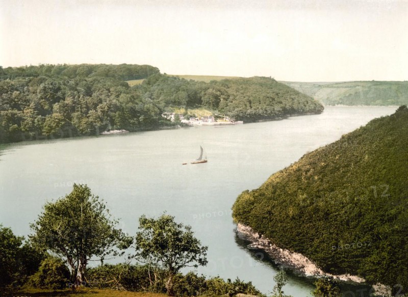 King Harry Passage, near Falmouth, harbour town on the south coast of the county of Cornwall in England, Historical, around 1900, digitally restored reproduction after an original from the 19th century