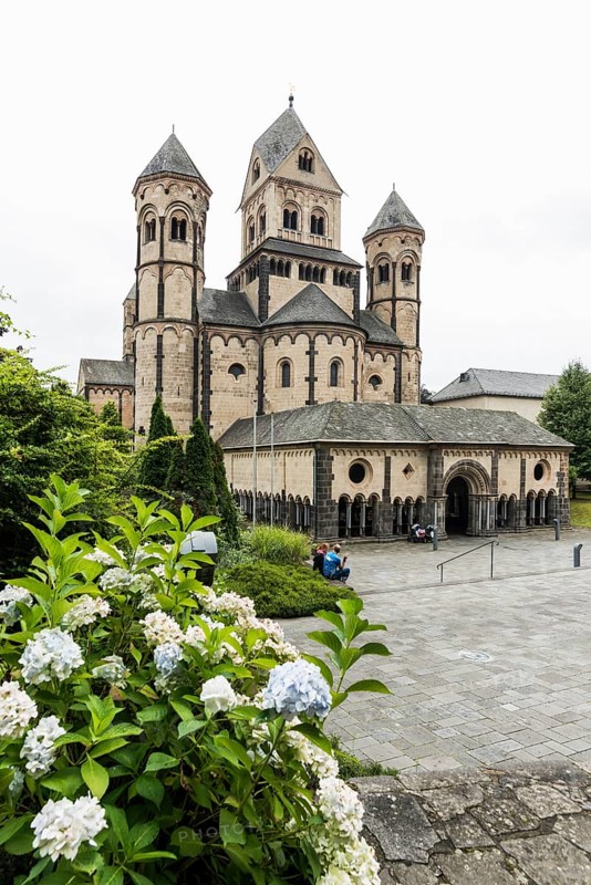 Romanesque monastery church, Benedictine Abbey Maria Laach, Eifel, Rhineland-Palatinate, Germany, Europe