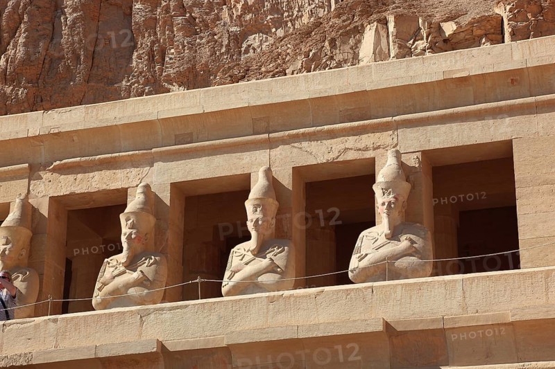 Part of the temple complex, mortuary temple of the first female pharaoh Hatshepsut, Hatshepsut Temple in Deir el-Bahari on the west bank of the Nile in Thebes, Africa, Egypt, Africa