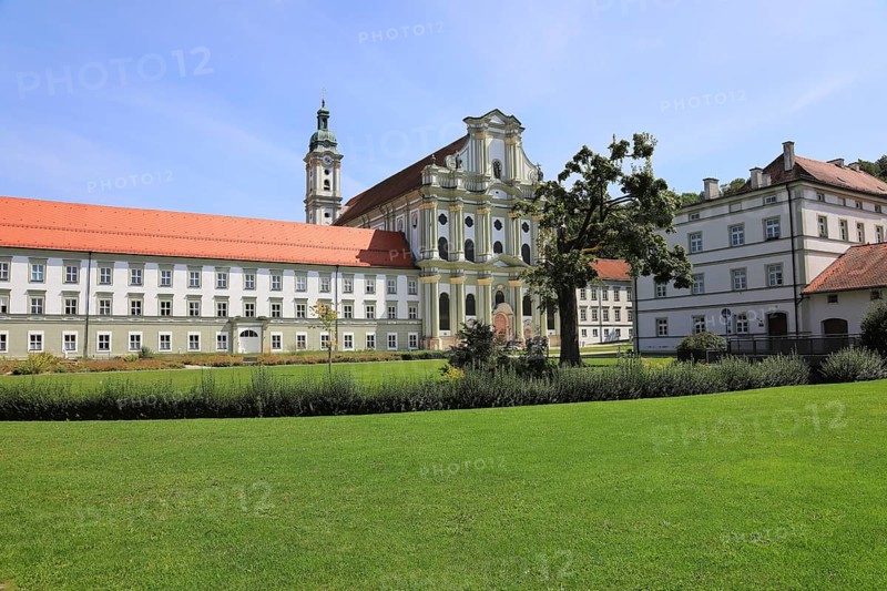 Facade of the Cistercian Abbey Church Fürstenfeld in Fürstenfeldbruck, Upper Bavaria, Bavaria, Germany, Europe