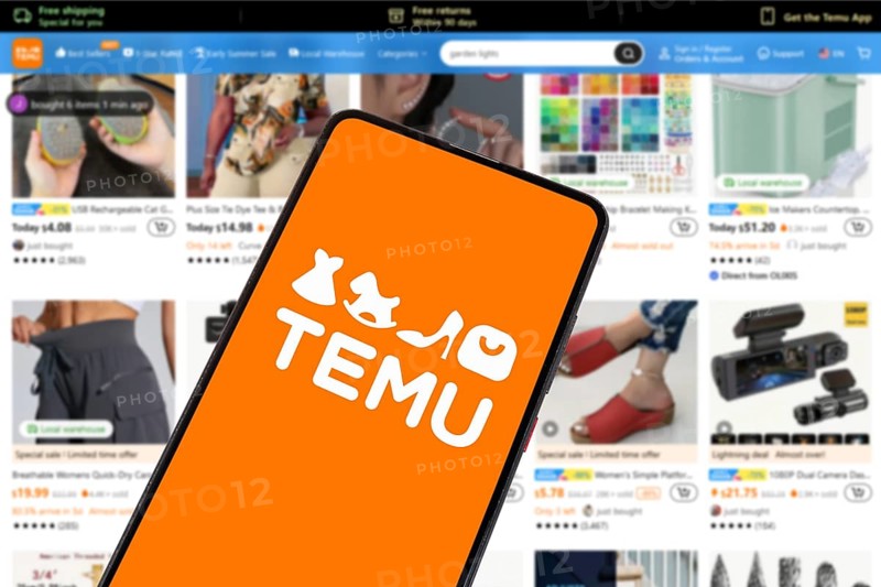 Temu Logo Online Marketplace Online Trade Ecommerce on Smartphone and Computer in Stuttgart, Germany, Europe
