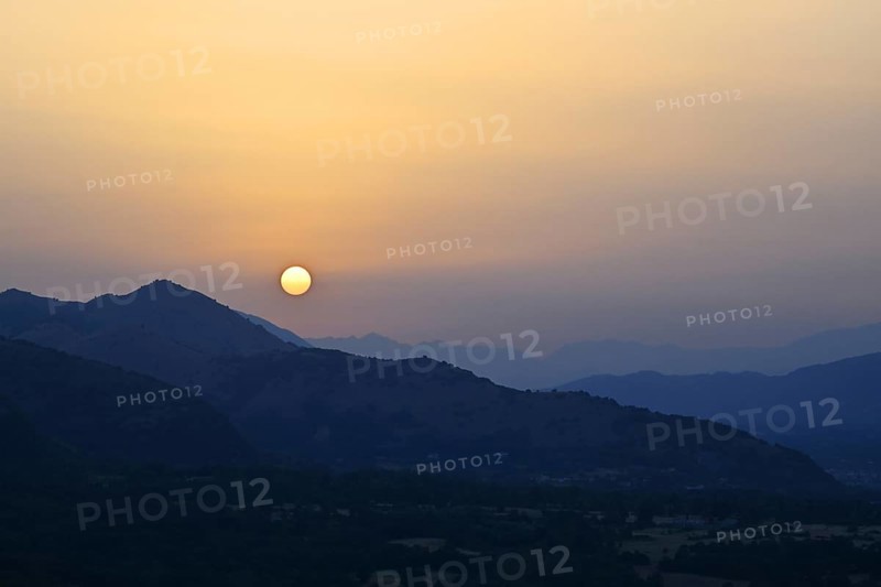 Sunset view of mountains, Sepino, Molise, Italy, Europe